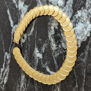 Vintage ©'94 GRD Gold Tone Discs Coins Elastic Stretch Belt Concho Boho Size 25"